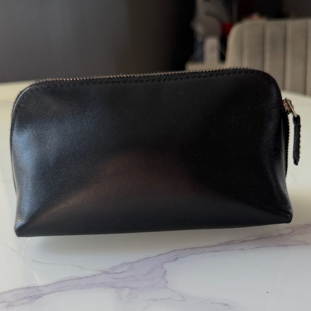 Coach Black Leather Make-Up Snoopy Pouch - Picture 2 of 4